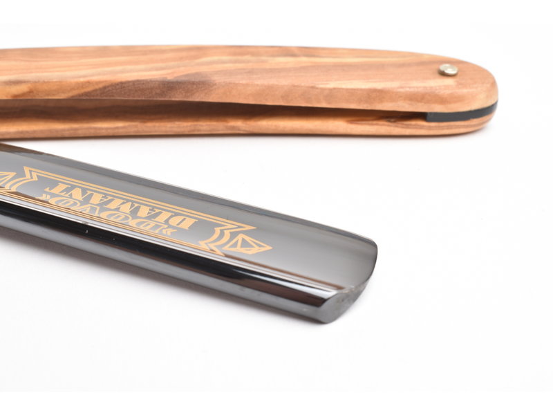 Dovo open scheermes 5/8 - Diamant - inox rvs - olijfhout - zwart lemmet