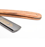 Dovo open scheermes 5/8 - Diamant - inox rvs - olijfhout - zwart lemmet