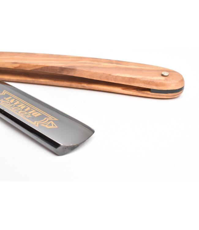 Dovo open scheermes 5/8 - Diamant - inox rvs - olijfhout - zwart lemmet