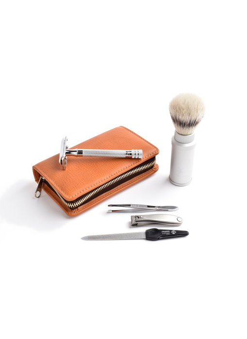 De Messenwinkel Reisscheerset etui buffelleder cognac SR