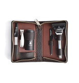 De Messenwinkel reisscheerset in etui bruin kalfsleder - Gillette® Fusion5™ - silvertip fibre