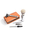 De Messenwinkel reisscheerset in etui buffelleder cognac - Gillette® Fusion5™ - silvertip fibre