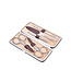 Niegeloh 5-delig etui (hardcase) met 2 scharen - bruin nappaleer