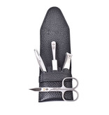 Niegeloh 4-delig etui met schaar en nagelknipper - zwart leder