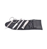 Niegeloh 4-delig etui met schaar en nagelknipper - zwart leder