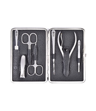 Niegeloh 7-delig etui met 2 scharen en nageltang - zwart
