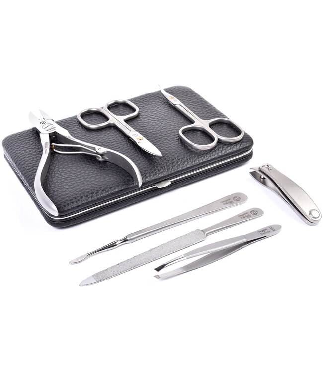 Niegeloh 7-delig etui met 2 scharen en nageltang - zwart