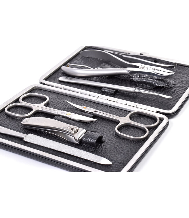 Niegeloh 7-delig etui met 2 scharen en nageltang - zwart