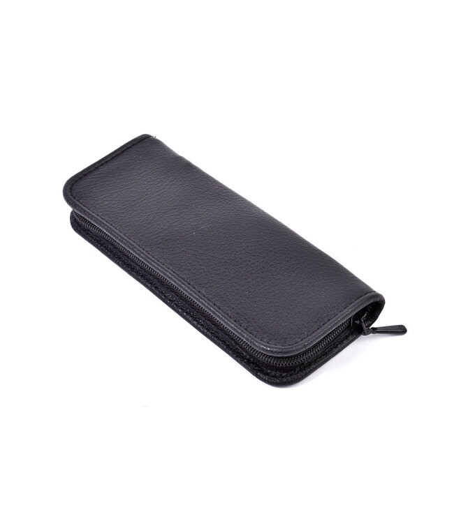 Niegeloh 5-delig etui met 2 scharen - zwart rundsleder (soepel)