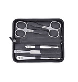 Niegeloh 5-delig etui met 2 scharen - zwart rundsleder (soepel)