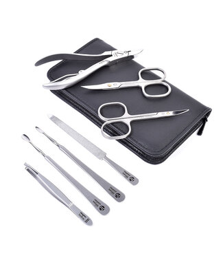 Niegeloh 7-delig etui met 2 scharen en nageltang - zwart