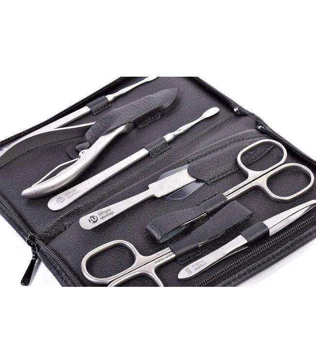 Niegeloh 7-delig etui met 2 scharen en nageltang - zwart
