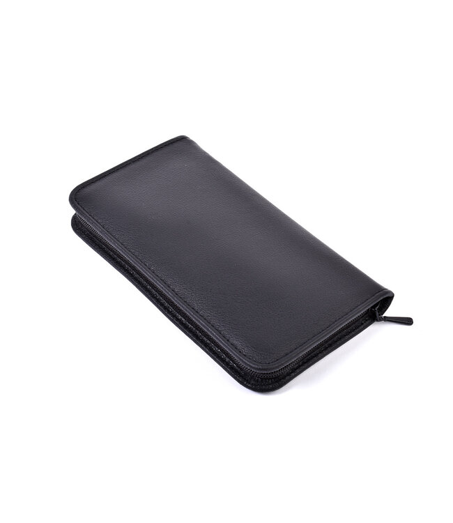 Niegeloh 7-delig etui (soepel) met 2 scharen en nageltang - zwart rundsleer