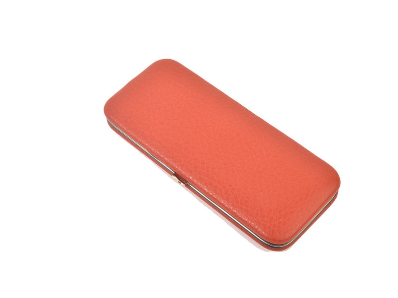 Dreiturm 5-delig etui met 2 scharen - terracotta leder (hardcase)