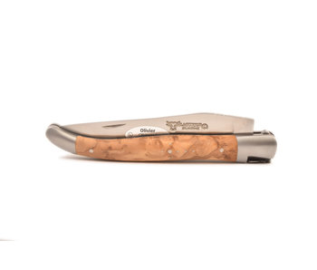 Laguiole en Aubrac 12 cm Olivier - platines guillochées - mat