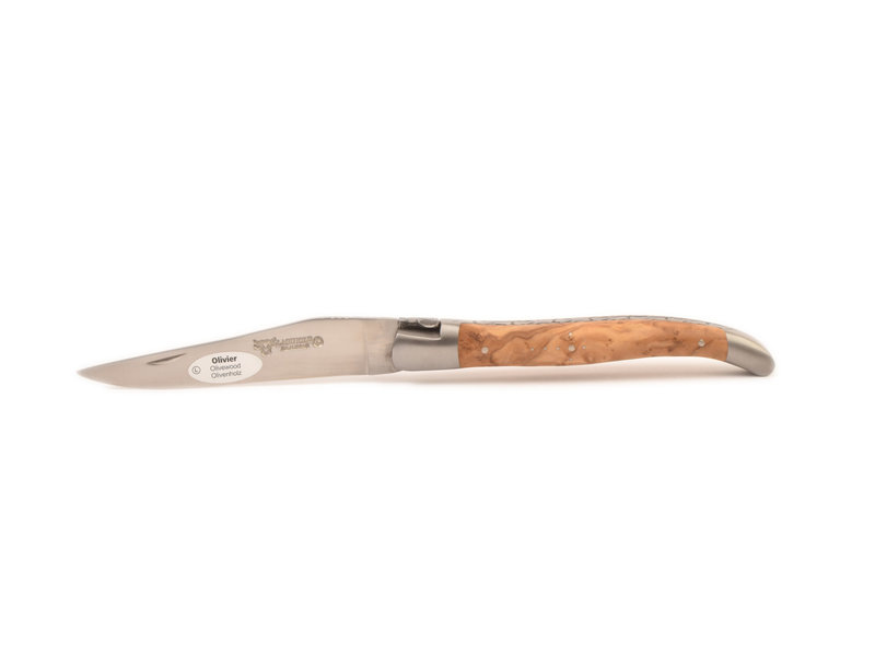 Laguiole en Aubrac 12 cm Olivier - platines guillochées - mat