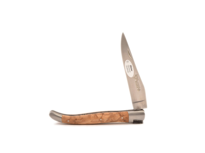 Laguiole en Aubrac 12 cm Olivier - platines guillochées - mat