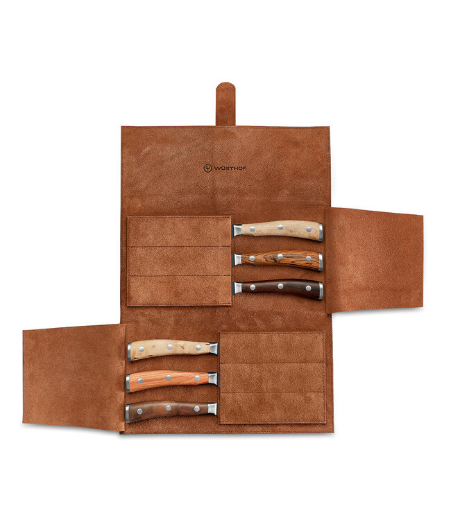 Wusthof Ikon steakmessen in lederen etui