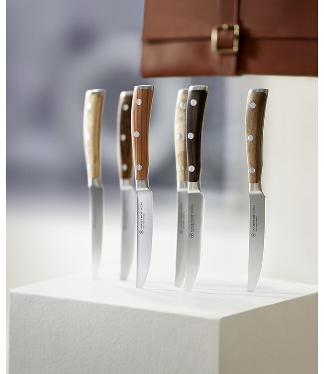 Wusthof Ikon steakmessen in lederen etui