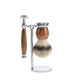 Muhle Sophist scheerset in ironwood - safety razor - kwast silvertip fibre