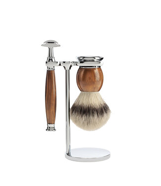 Muhle Sophist scheerset in ironwood - safety razor - kwast silvertip fibre