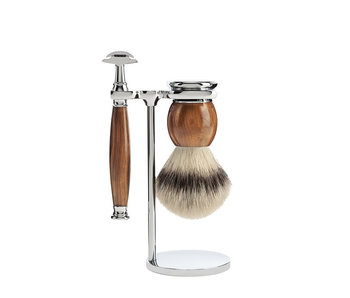 Muhle Sophist scheerset in ironwood - safety razor - kwast silvertip fibre