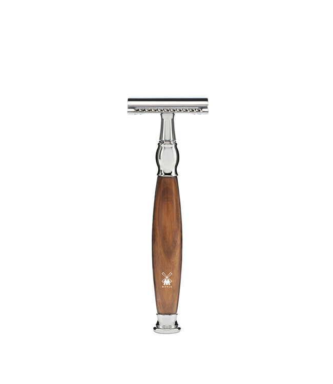 Muhle Sophist scheerset in ironwood - safety razor - kwast silvertip fibre