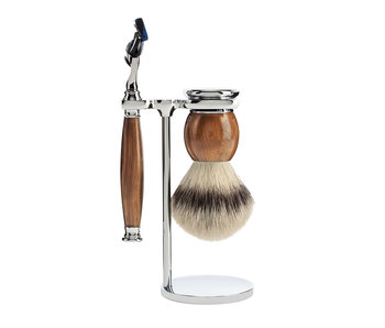 Muhle Sophist scheerset in ironwood - Gillette® Fusion5™ - kwast silvertip fibre