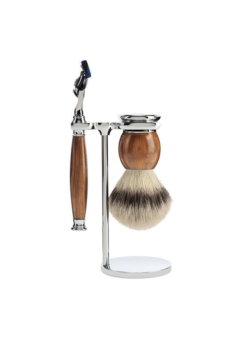 Muhle Sophist scheerset in ironwood - Gillette® Fusion5™ - kwast silvertip fibre