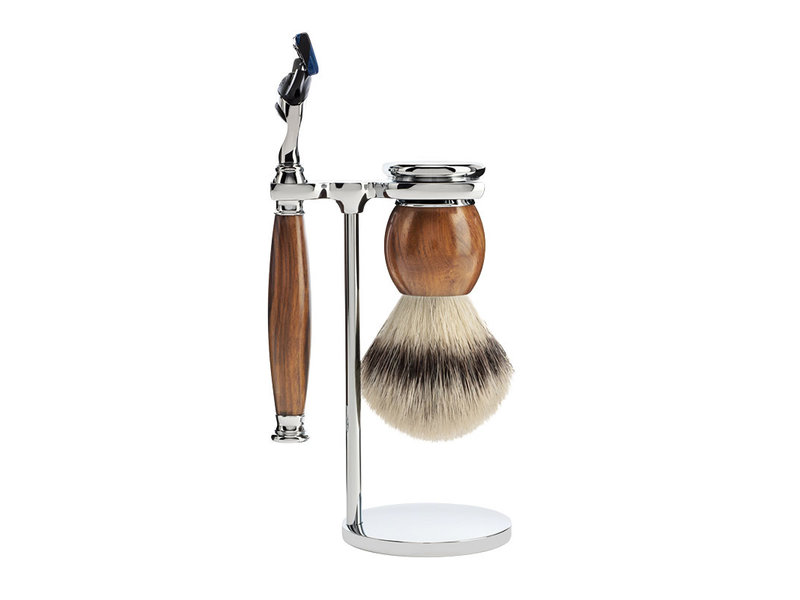 Muhle Sophist scheerset in ironwood - Gillette® Fusion5™ - kwast silvertip fibre