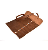 Crafted messentas - leder bruin - voor 7 messen - met draagriem