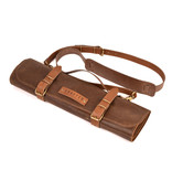 Crafted messentas - leder bruin - voor 7 messen - met draagriem