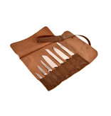 Crafted messentas - leder bruin - voor 7 messen - met draagriem