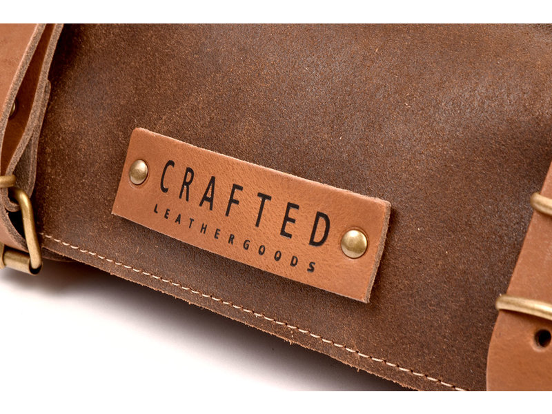 Crafted messentas - leder bruin - voor 7 messen - met draagriem