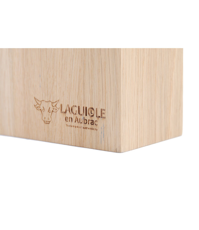 Laguiole en Aubrac blokje in eik voor 6 steakmessen