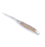 Laguiole en Aubrac 12cm loupe de noyer - platines guillochées - mat