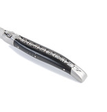 Laguiole en Aubrac 12 cm ebben - ressort forge - platines guillochées - mat