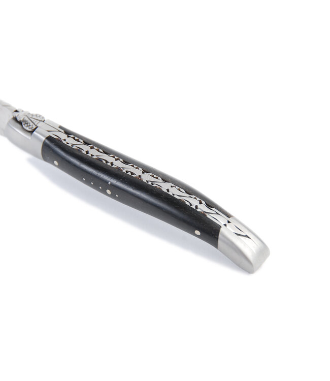 Laguiole en Aubrac 12cm ebben - platines guillochées - mat