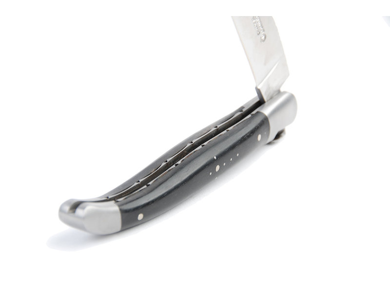 Laguiole en Aubrac 12 cm ebben - ressort forge - platines guillochées - mat