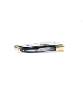 Laguiole en Aubrac 11cm geperste hoorn - messing eindstukken - glanzend