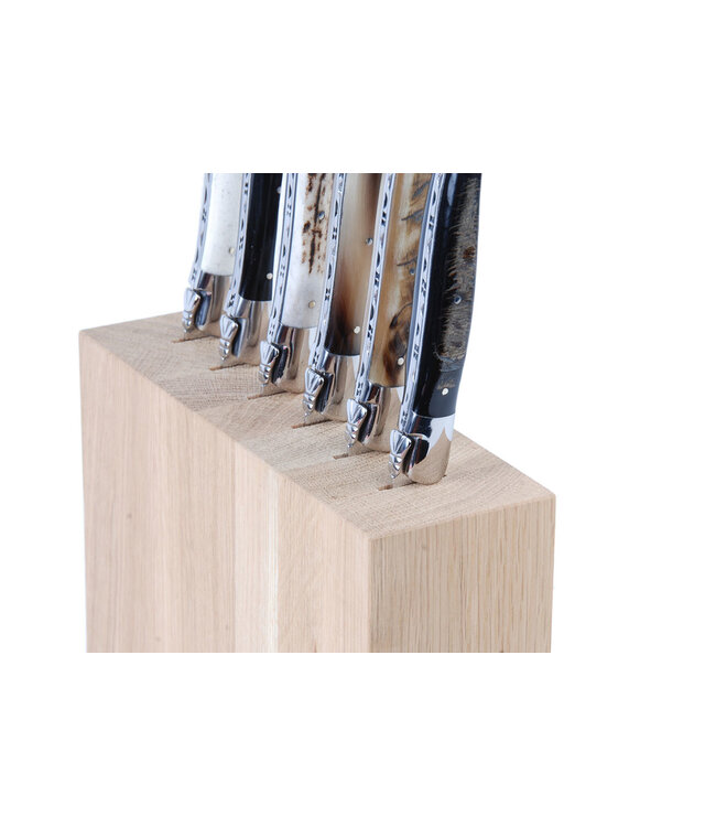 Laguiole en Aubrac blokje in eik voor 6 steakmessen