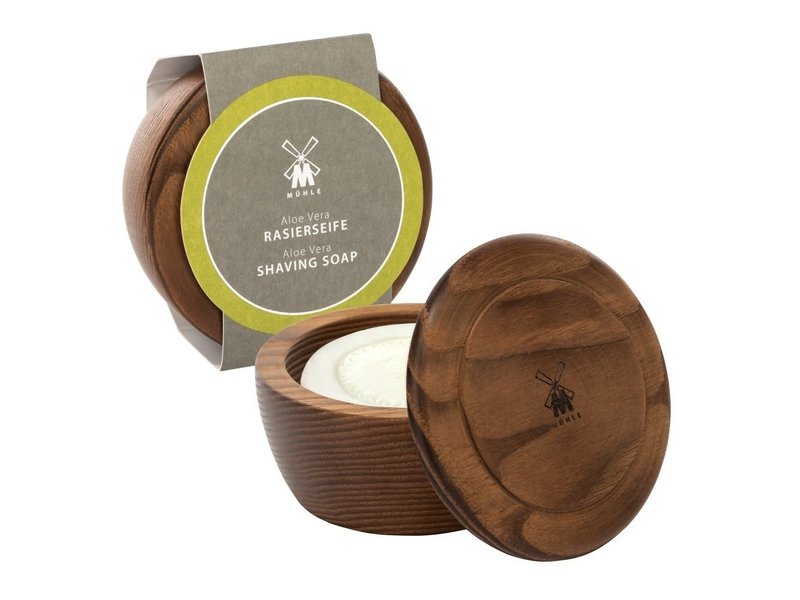 Muhle scheerzeep in mooie houten scheerkom - Aloe Vera - 65gram