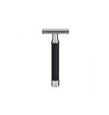 Muhle Traditional scheerset in zwart metaal - safety razor - silvertip dassenhaar