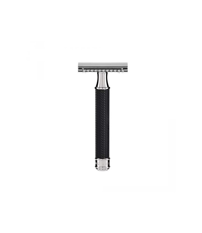 Muhle Traditional scheerset in zwart metaal - safety razor - silvertip dassenhaar