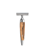 Muhle Stylo scheerset in beuk - safety razor - kwast silvertip dassenhaar Muhle Stylo scheerset in beuk - safety razor - kwast silvertip dassenhaar