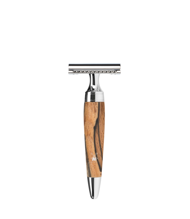 Muhle Stylo scheerset in beuk - safety razor - kwast silvertip dassenhaar