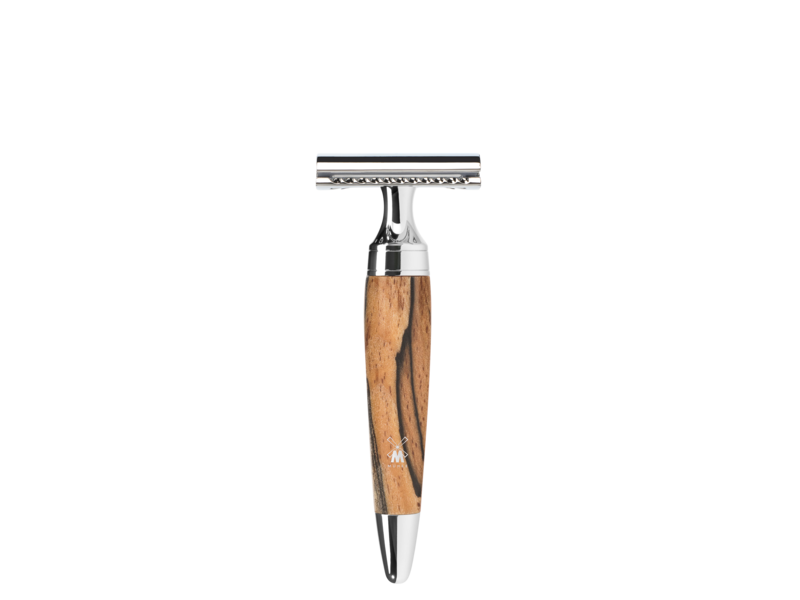 Muhle Stylo scheerset in beuk - safety razor - kwast silvertip dassenhaar