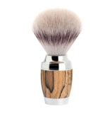 Muhle Stylo scheerset in beuk - safety razor - kwast silvertip dassenhaar Muhle Stylo scheerset in beuk - safety razor - kwast silvertip dassenhaar