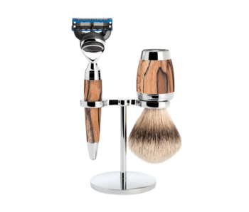 Muhle Stylo scheerset in beuk - Gillette® Fusion5™ - kwast silvertip dassenhaar