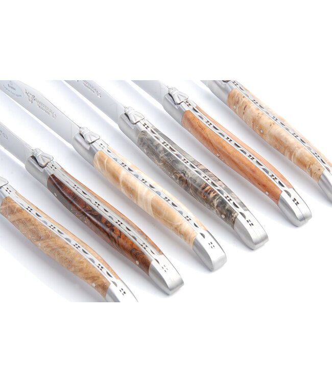 Laguiole en Aubrac 6 steakmessen diverse soorten wortelhout